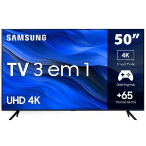 Smart TV 50" UHD 4K Samsung 50CU7700, Processador Crystal 4K, Samsung Gaming Hub, Visual Livre de Cabos, Tela sem limites, Alexa built in