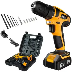 Parafusadeira e Furadeira WAP BPF 12K3 Carregador Bivolt 12V 3/8” com Acessórios e Maleta